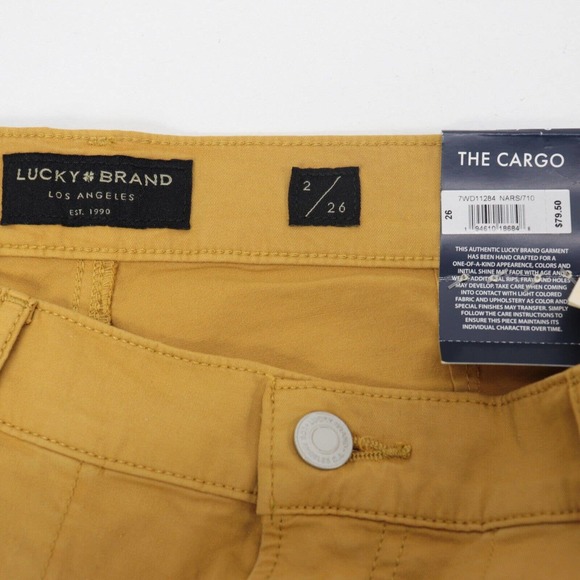 Lucky Brand Women’s The Cargo Yellow Mustard Pant NWT Size 2 / 26 - Picture 3 of 10